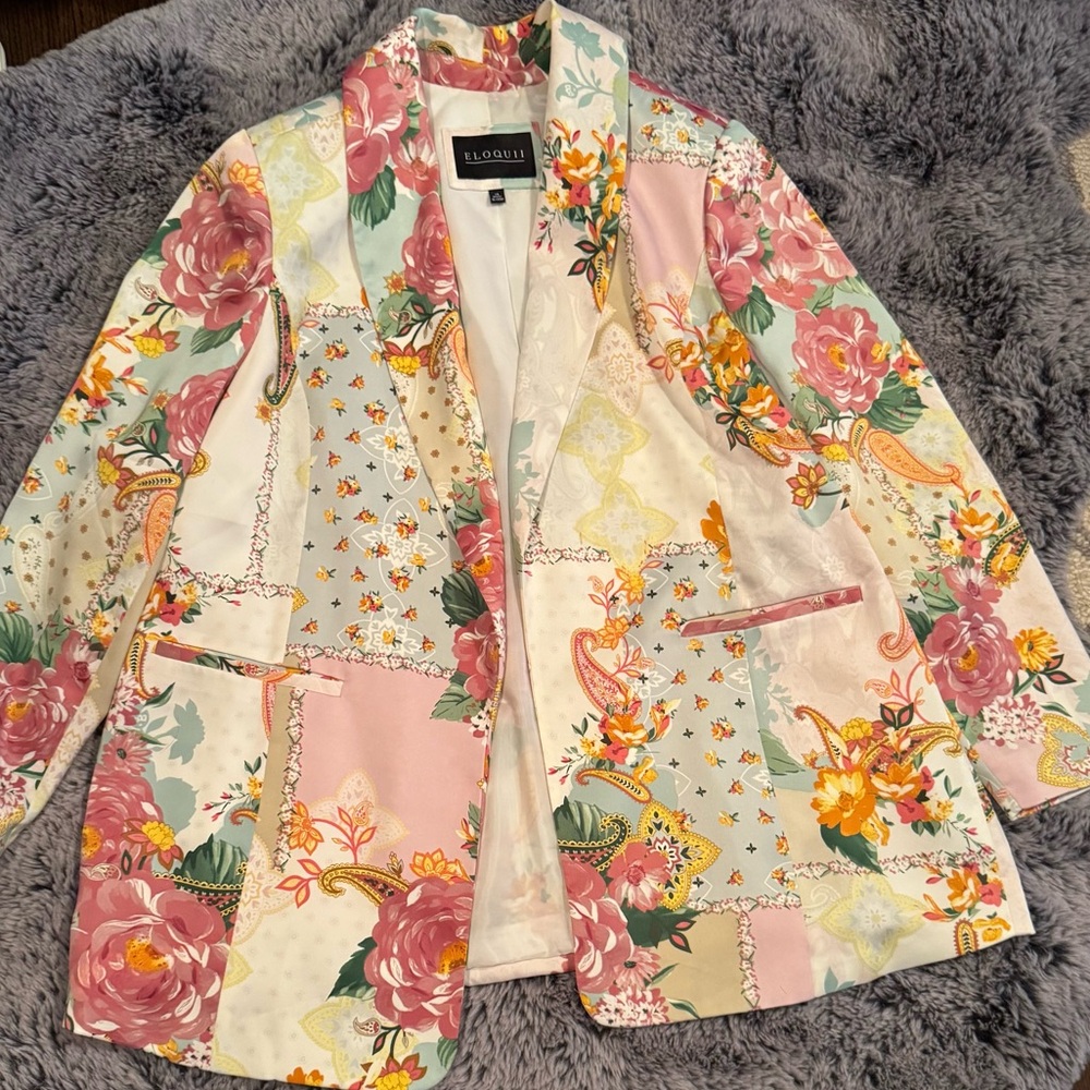 Mixed pattern satin blazer - Picture 2 of 3